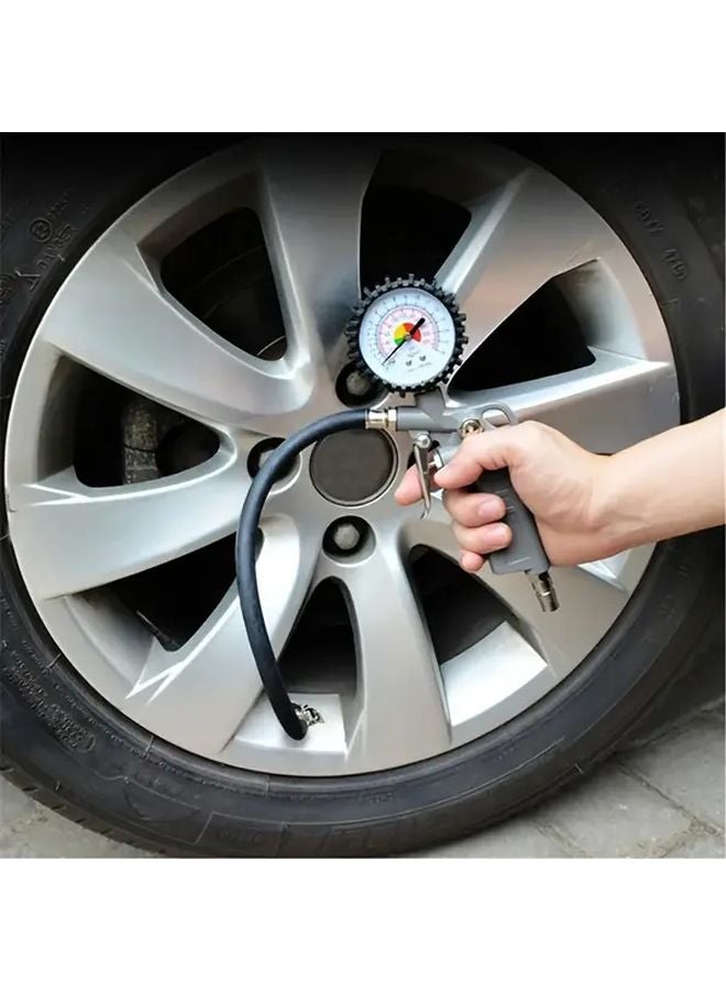 Zinc Alloy Chuck Black Rubber Air Pipe with Clip for Car and Bicycle Tire Inflation - Image 2